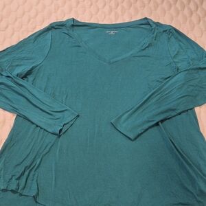 Lane Bryant Women's Solid Turquoise Blue Long Sleeve Top Plus Size 22-24